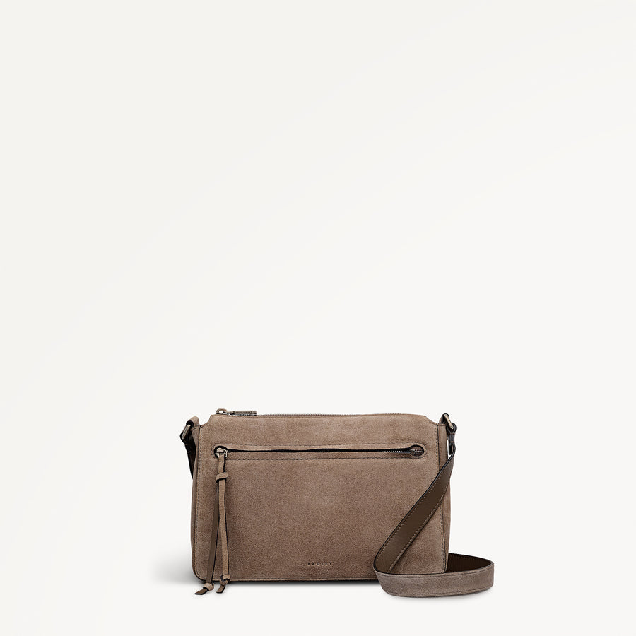 Fountain Park - Suede Small Ziptop Cross Body Coffee - 113329