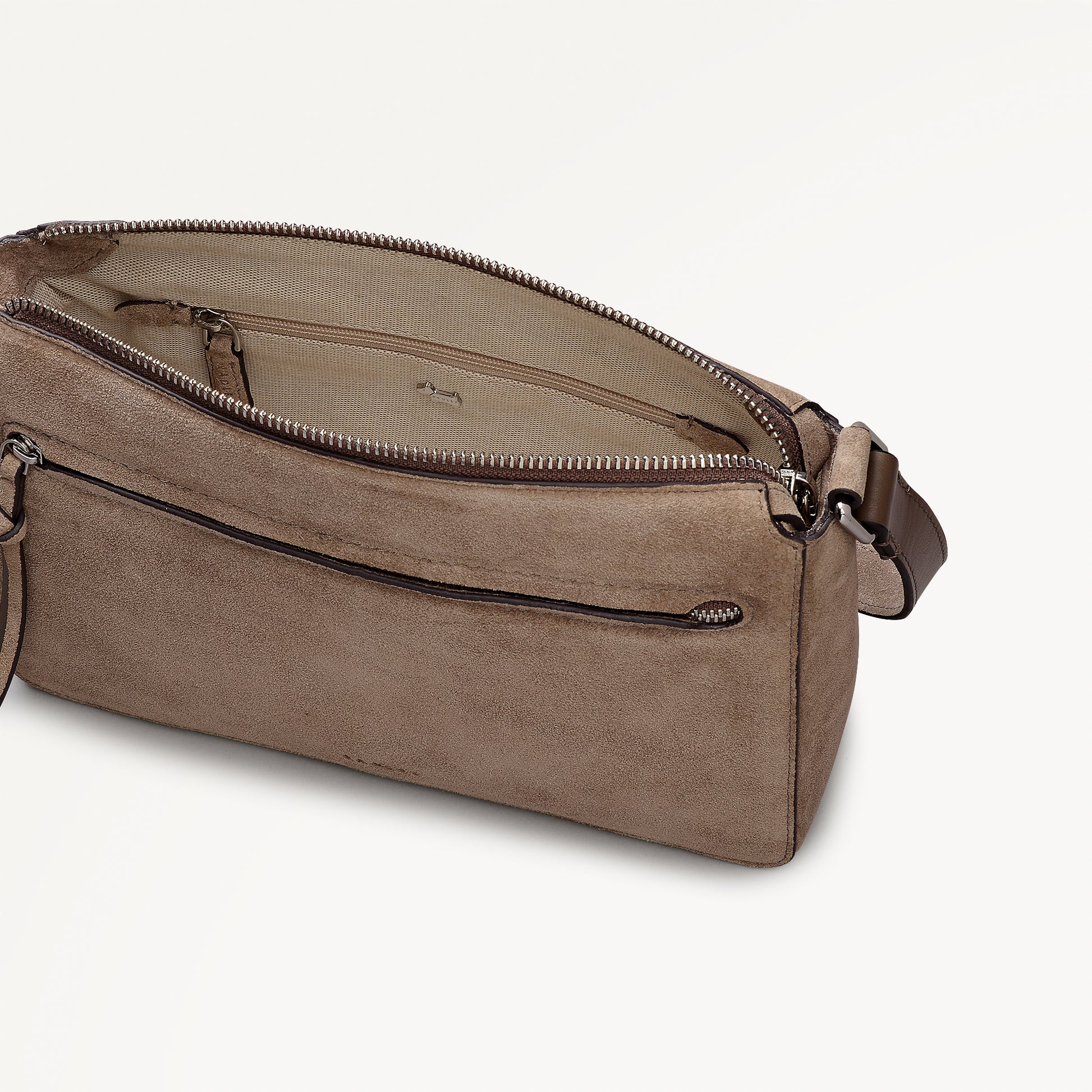 Fountain Park - Suede Small Ziptop Cross Body Coffee - 113329