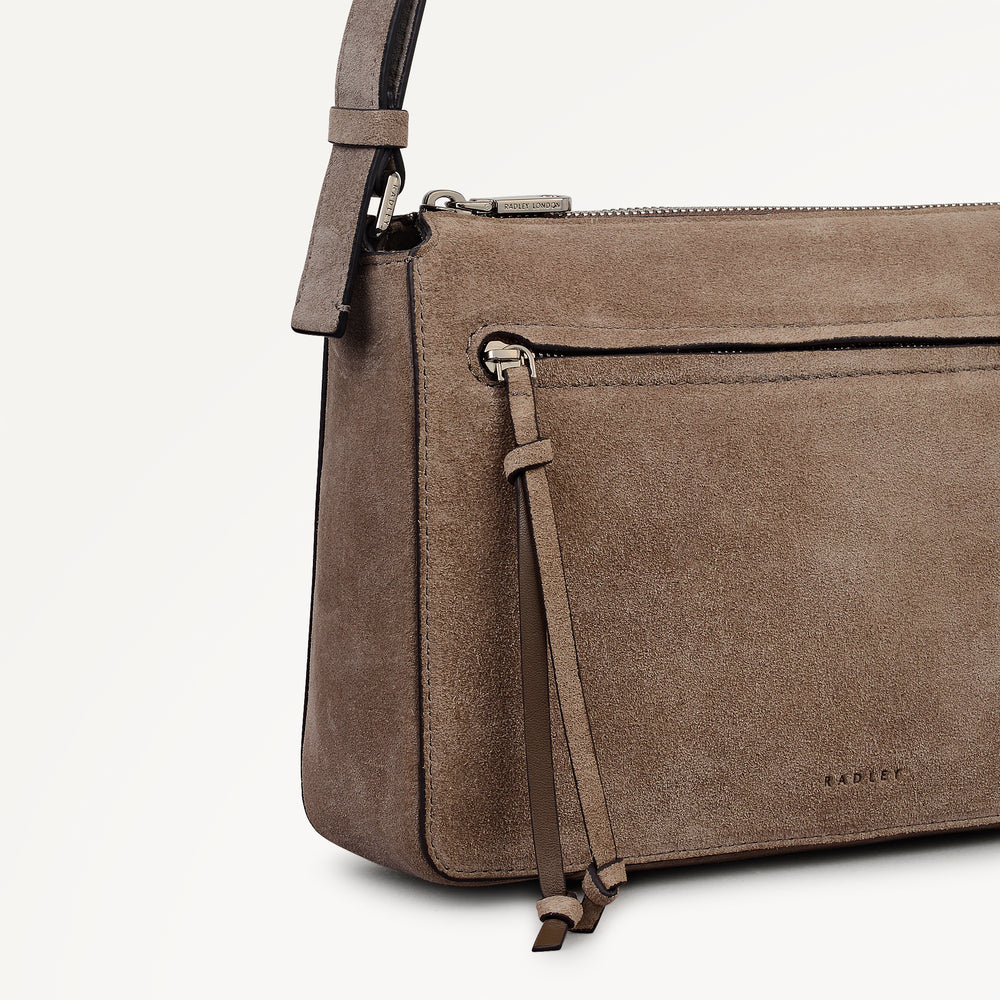 Fountain Park - Suede Small Ziptop Cross Body Coffee - 113329