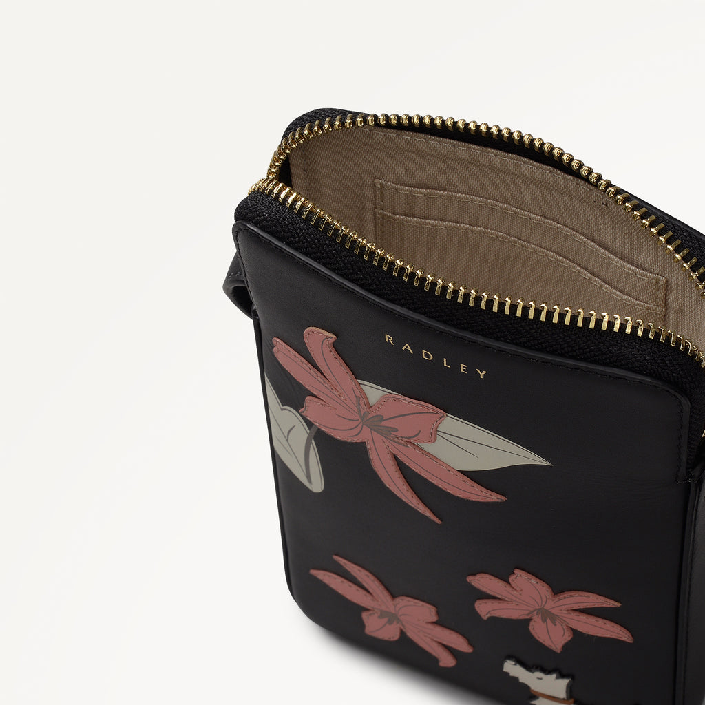 Pretty Petals Medium Phone Cross Body Black - 113350