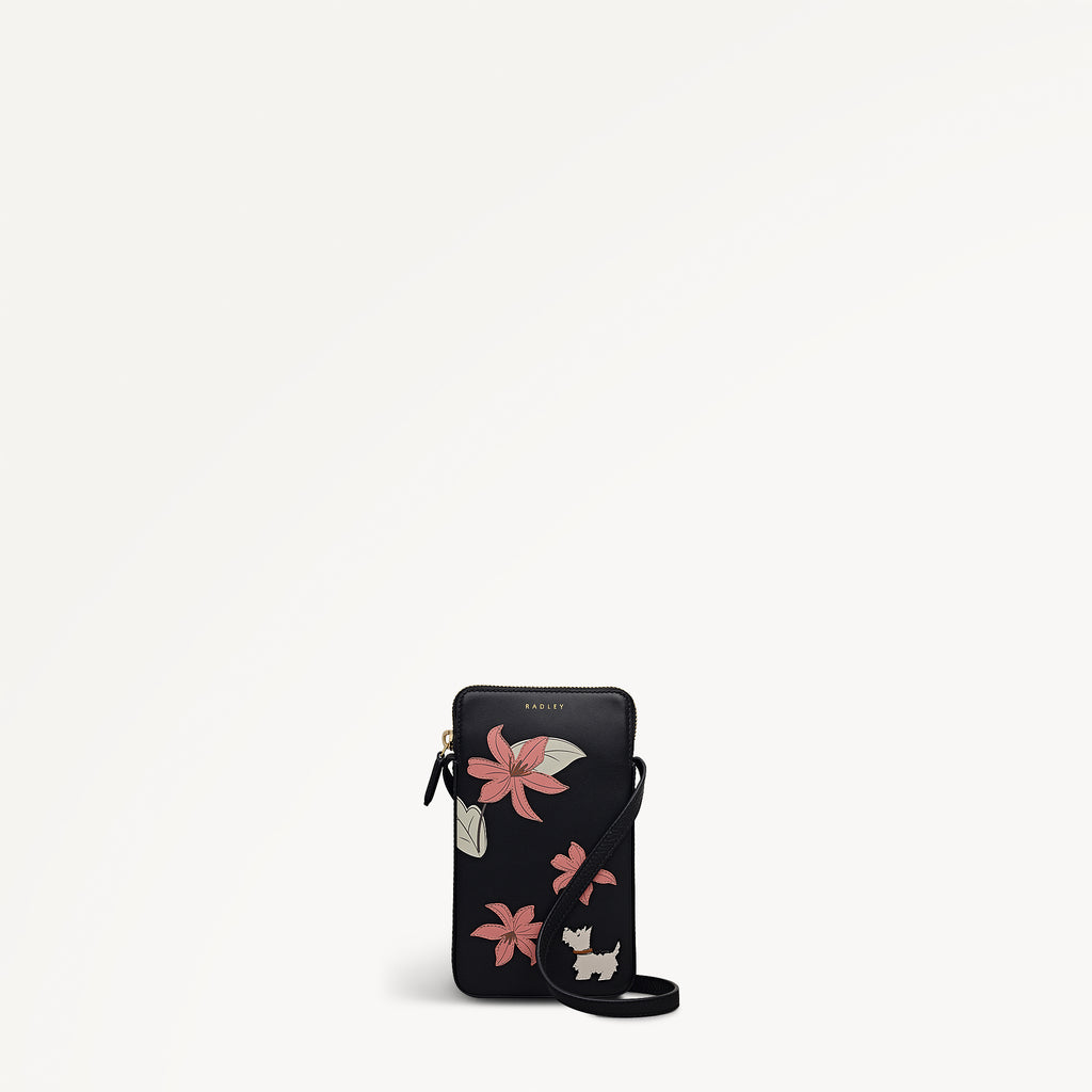 Pretty Petals Medium Phone Cross Body Black - 113350
