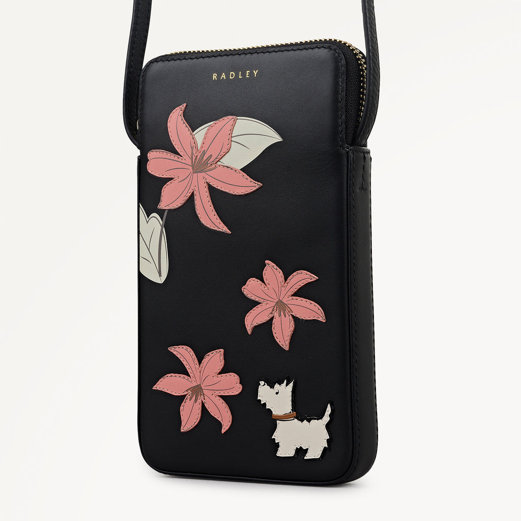 Pretty Petals Medium Phone Cross Body Black - 113350