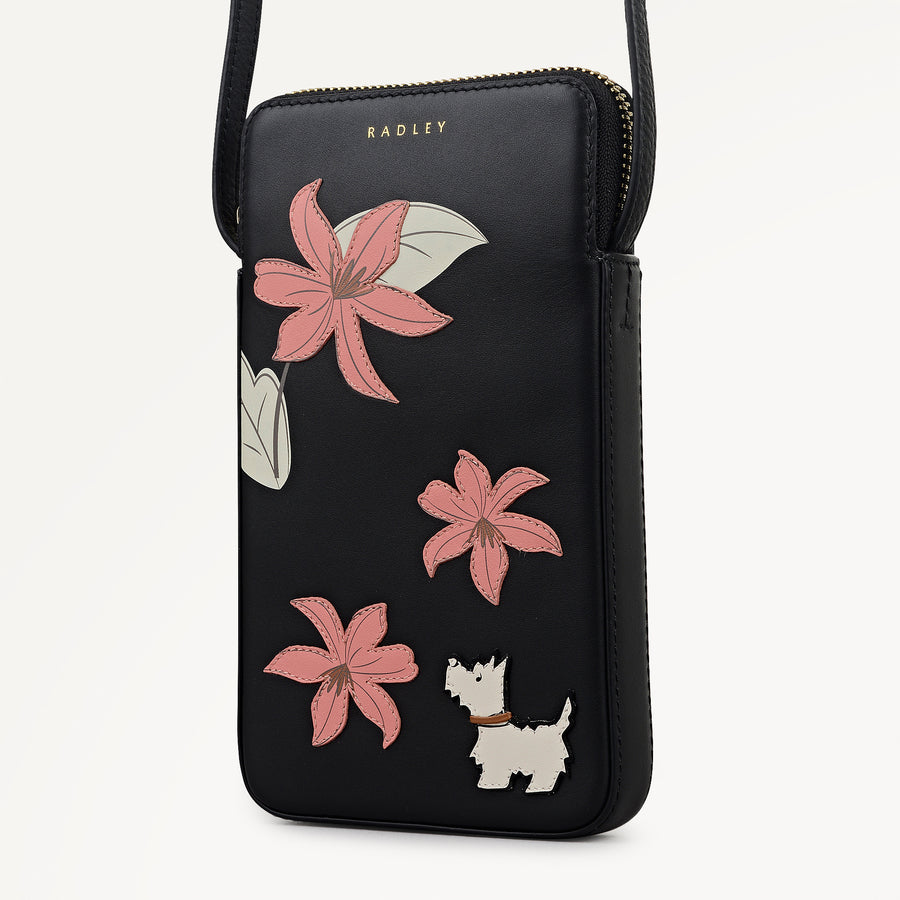 Pretty Petals Medium Phone Cross Body Black - 113350