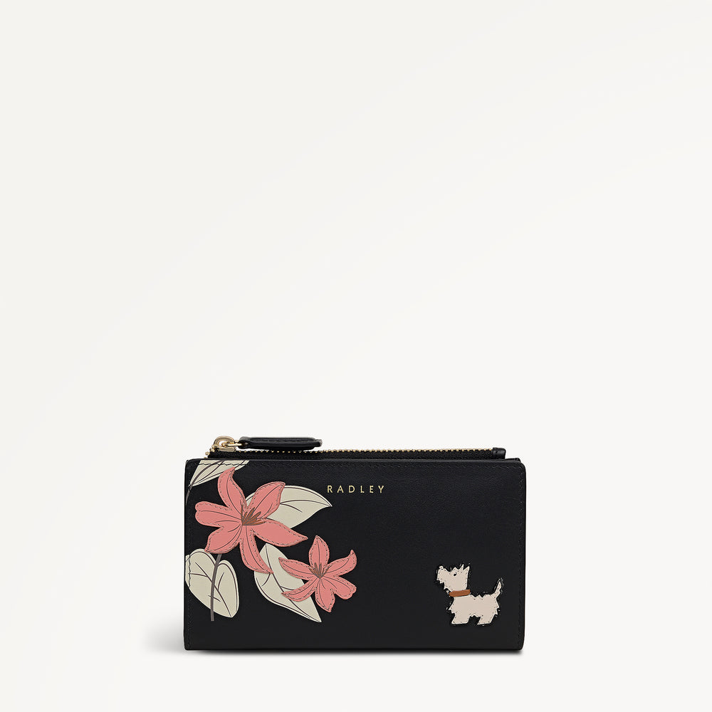 Pretty Petals Medium Ziptop Purse Black - 113351