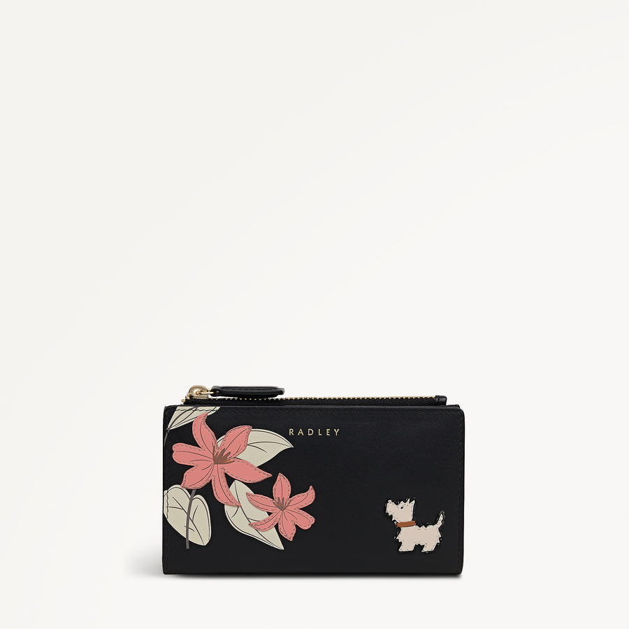 Pretty Petals Medium Ziptop Purse Black - 113351