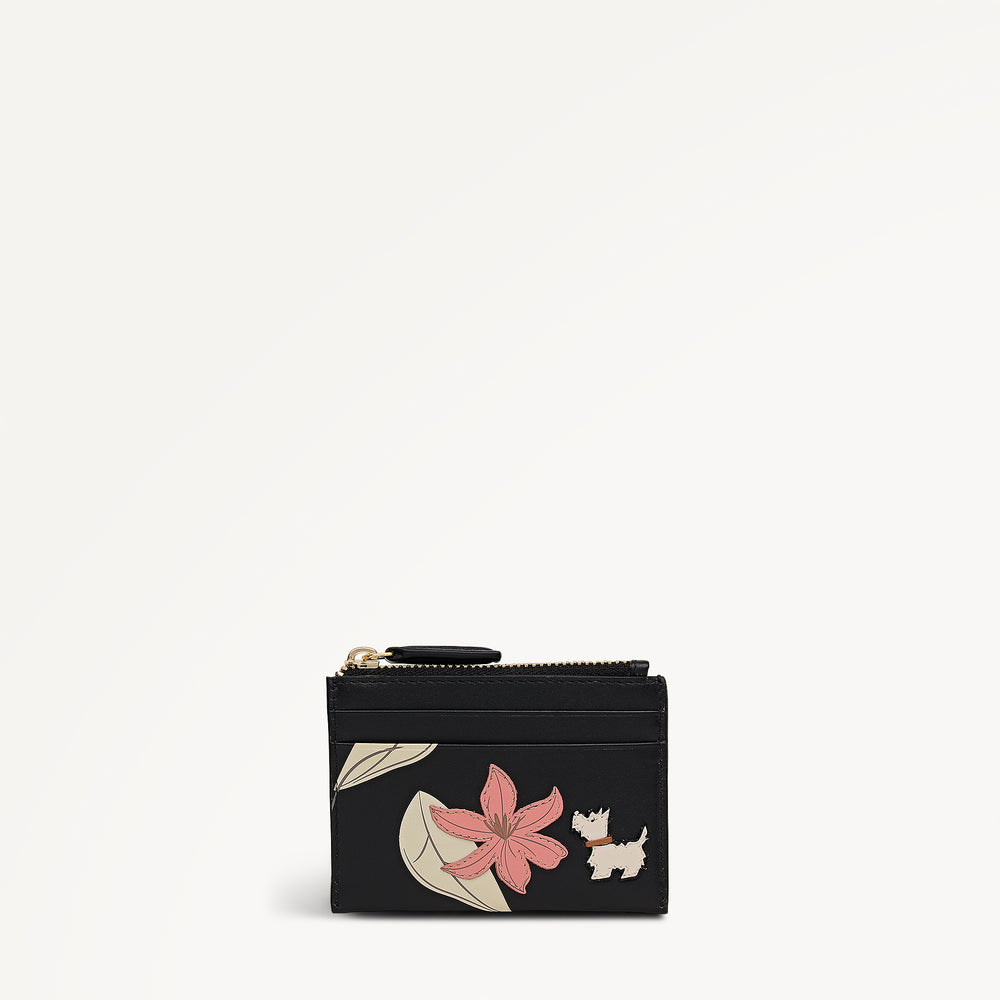Pretty Petals Small Zip Card & Coin Holder Black - 113354