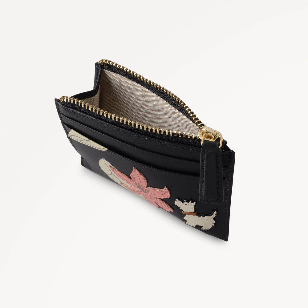 Pretty Petals Small Zip Card & Coin Holder Black - 113354