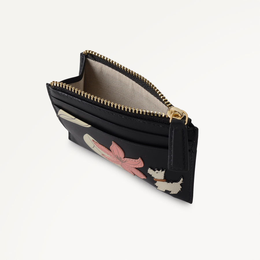 Pretty Petals Small Zip Card & Coin Holder Black - 113354