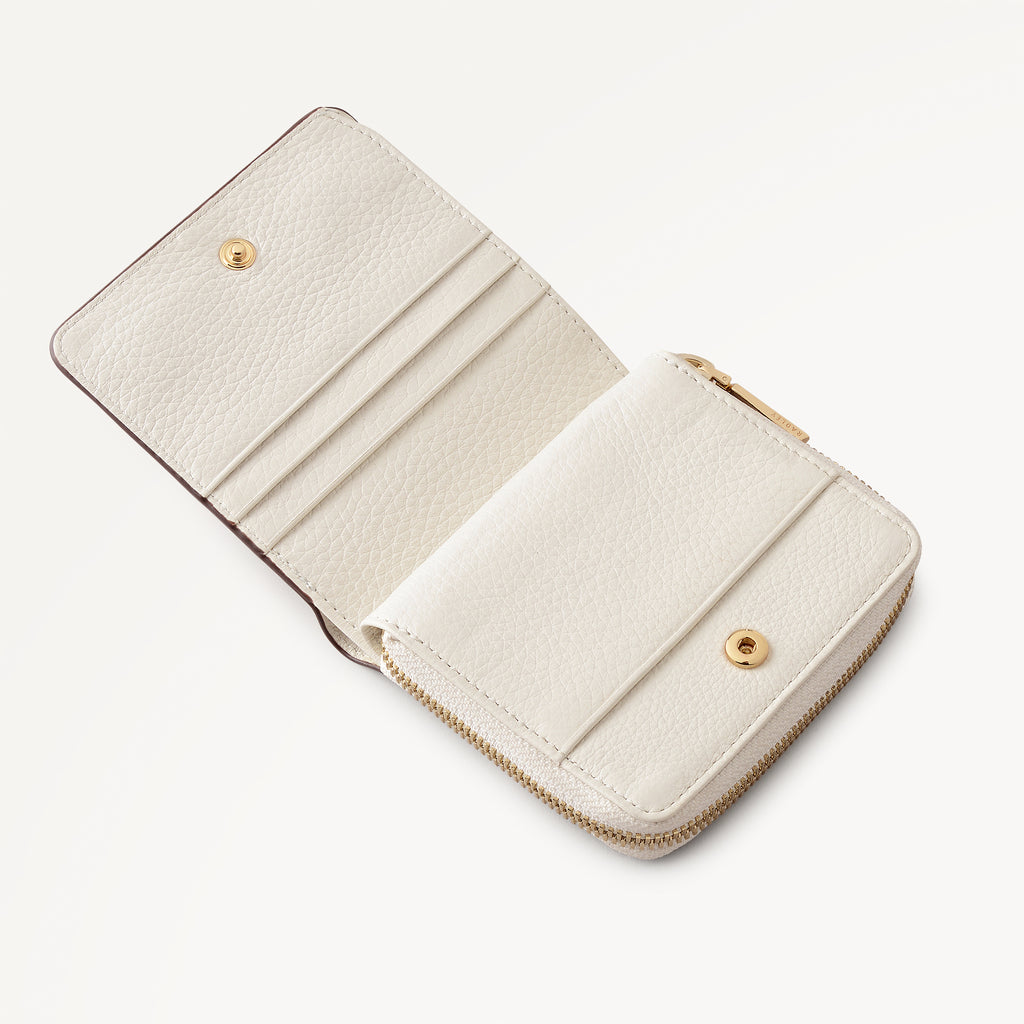 Dukes Place Leather Medium Zip Around Purse in Chalk  - 113375