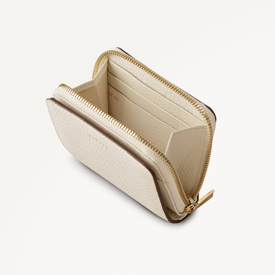 Dukes Place Leather Medium Zip Around Purse in Chalk  - 113375