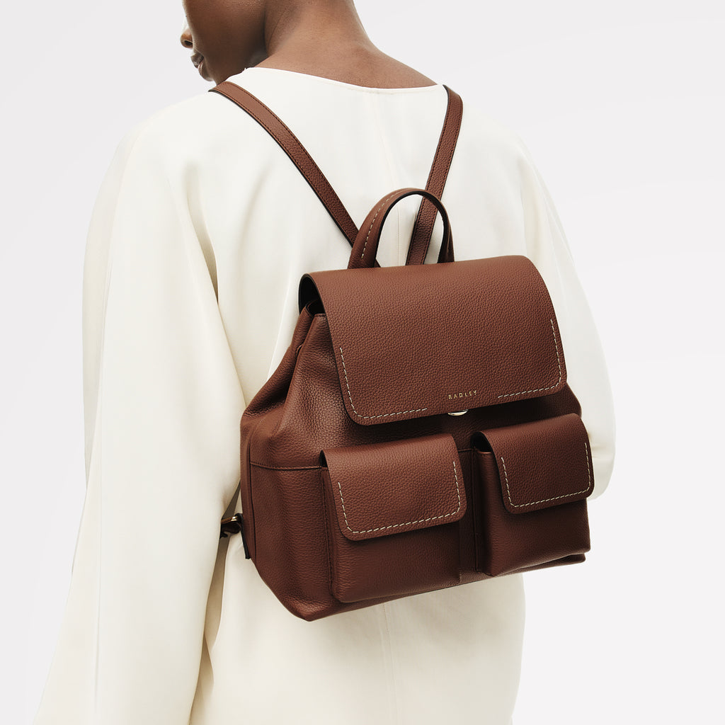 Burton Way Medium Flapover Backpack Cognac - 113395