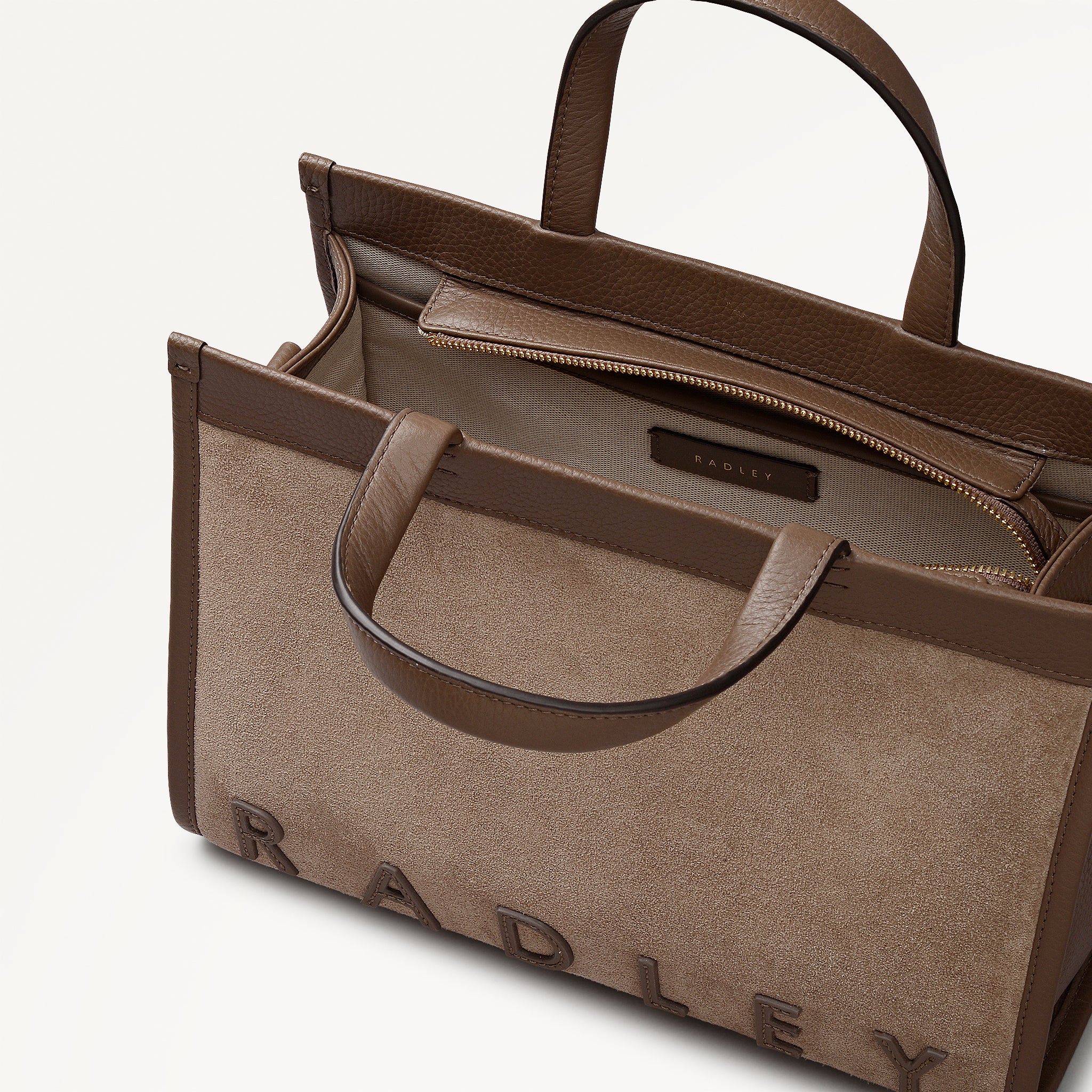 Alba Place - Suede Small Ziptop Grab Coffee - 113405