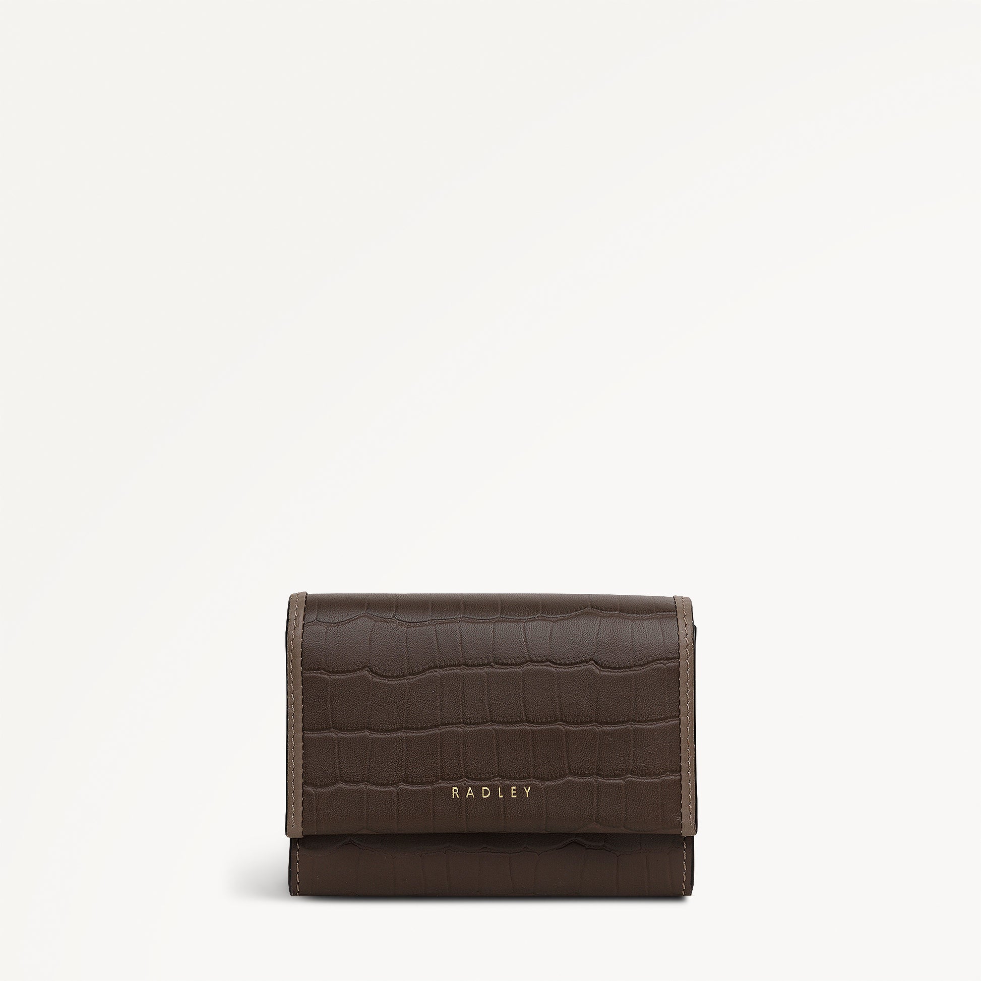 Alba Place - Faux Croc Medium Flapover Purse Coffee - 113419