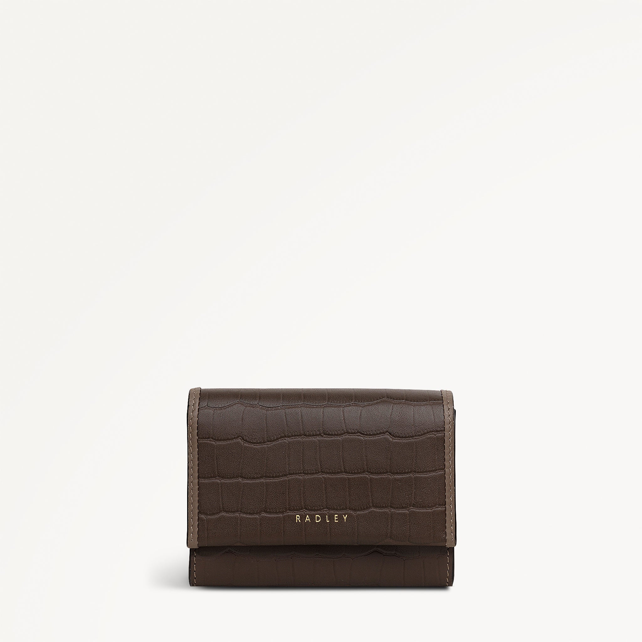 Alba Place - Faux Croc Medium Flapover Purse Coffee - 113419