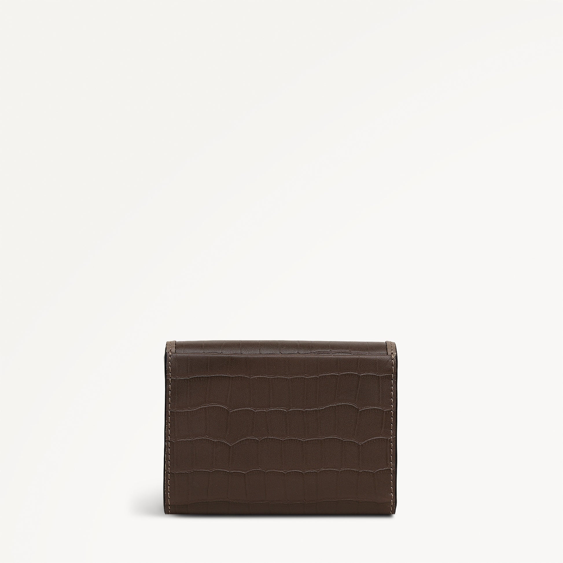 Alba Place - Faux Croc Medium Flapover Purse Coffee - 113419