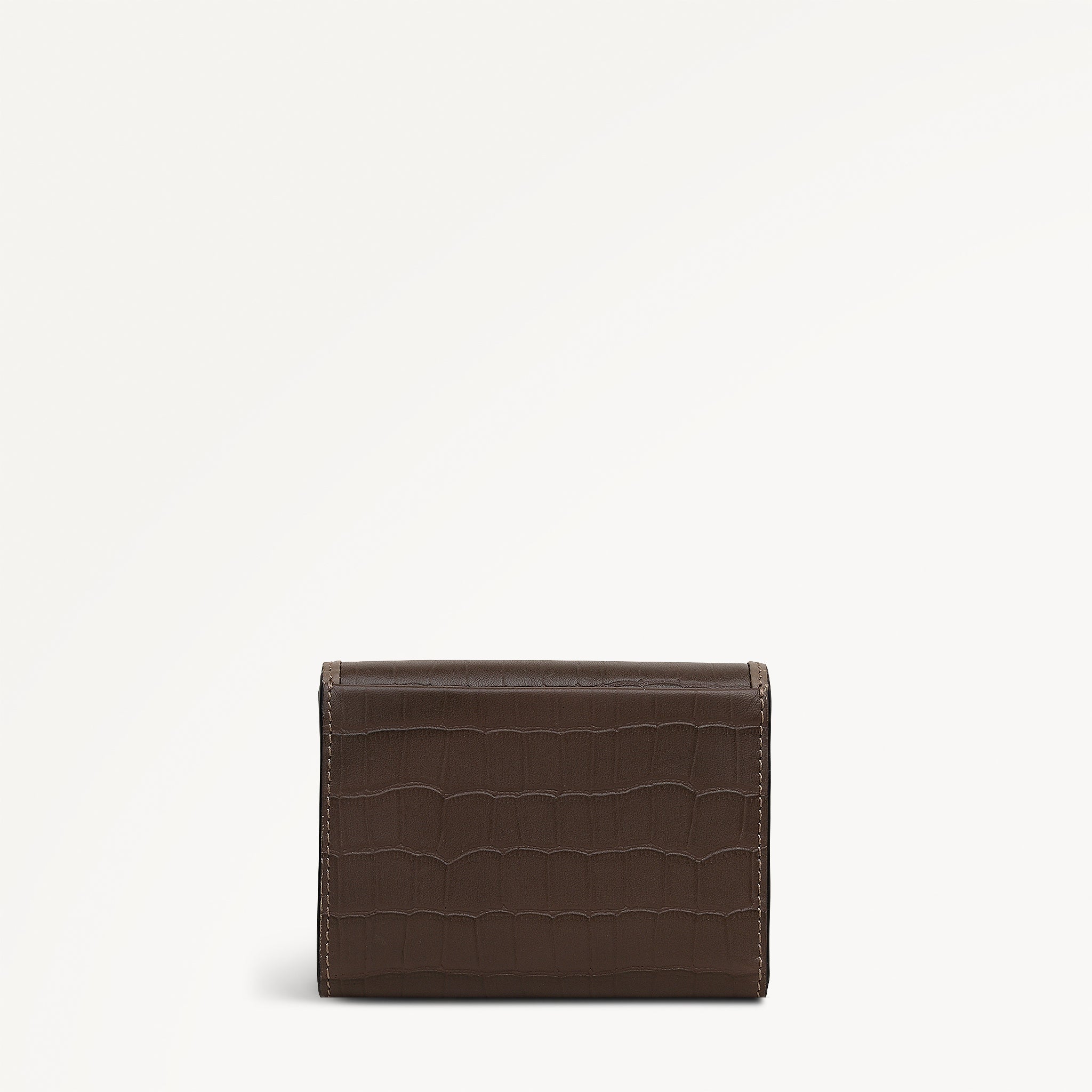 Alba Place - Faux Croc Medium Flapover Purse Coffee - 113419
