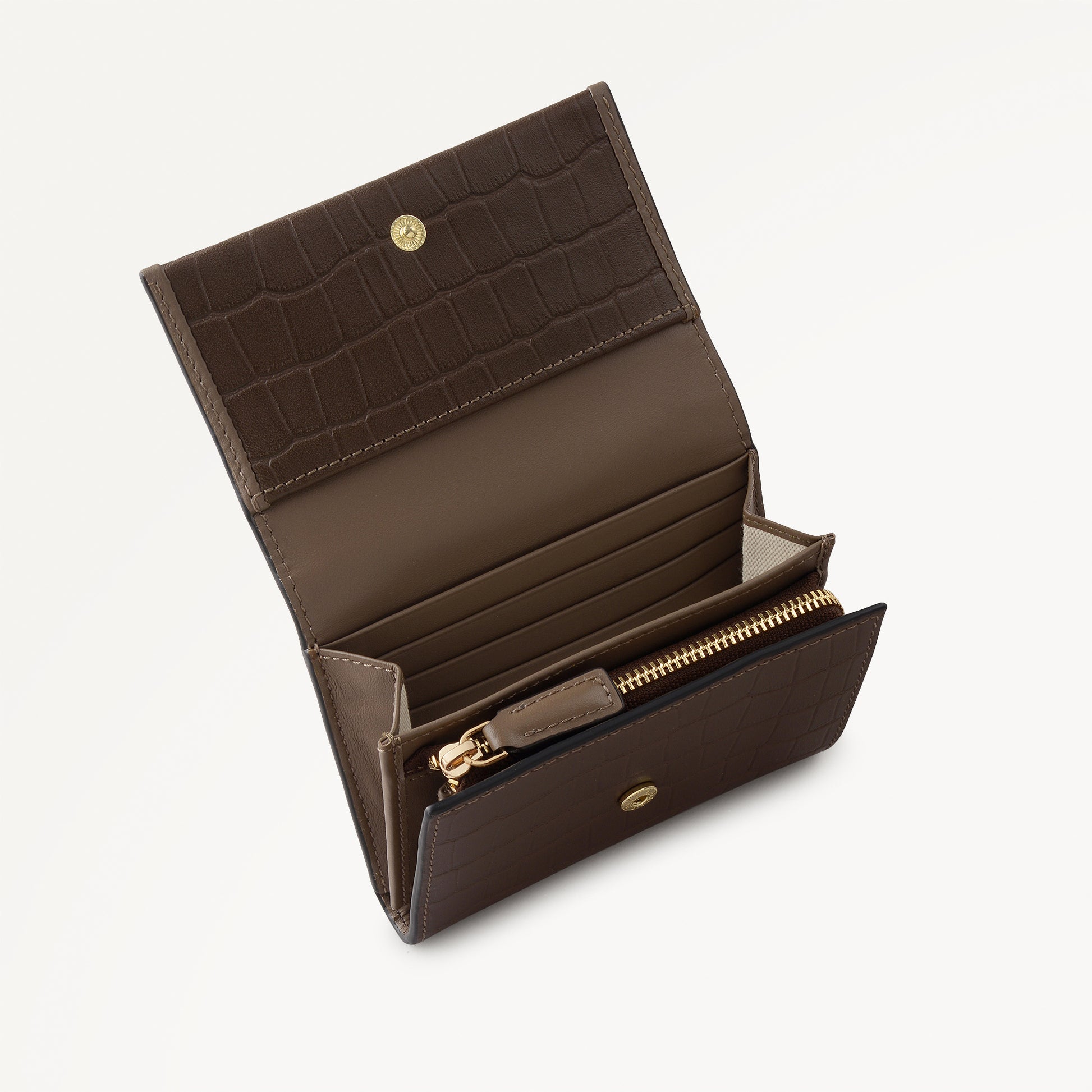 Alba Place - Faux Croc Medium Flapover Purse Coffee - 113419