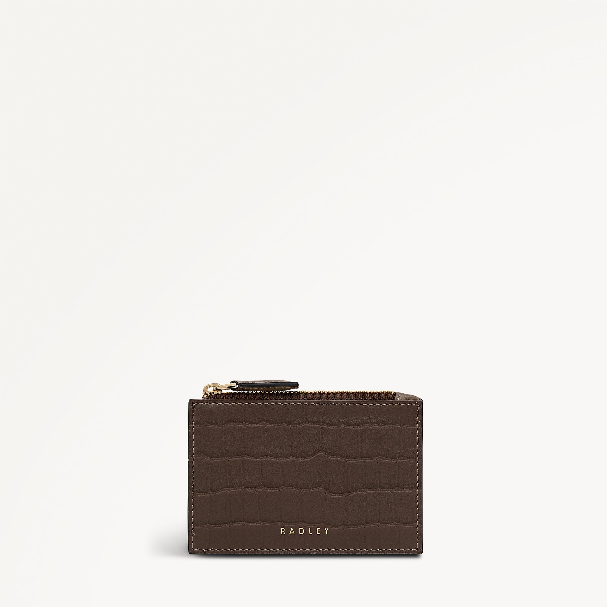 Alba Place - Faux Croc Small Zip Card & Coin Holder Coffee - 113420