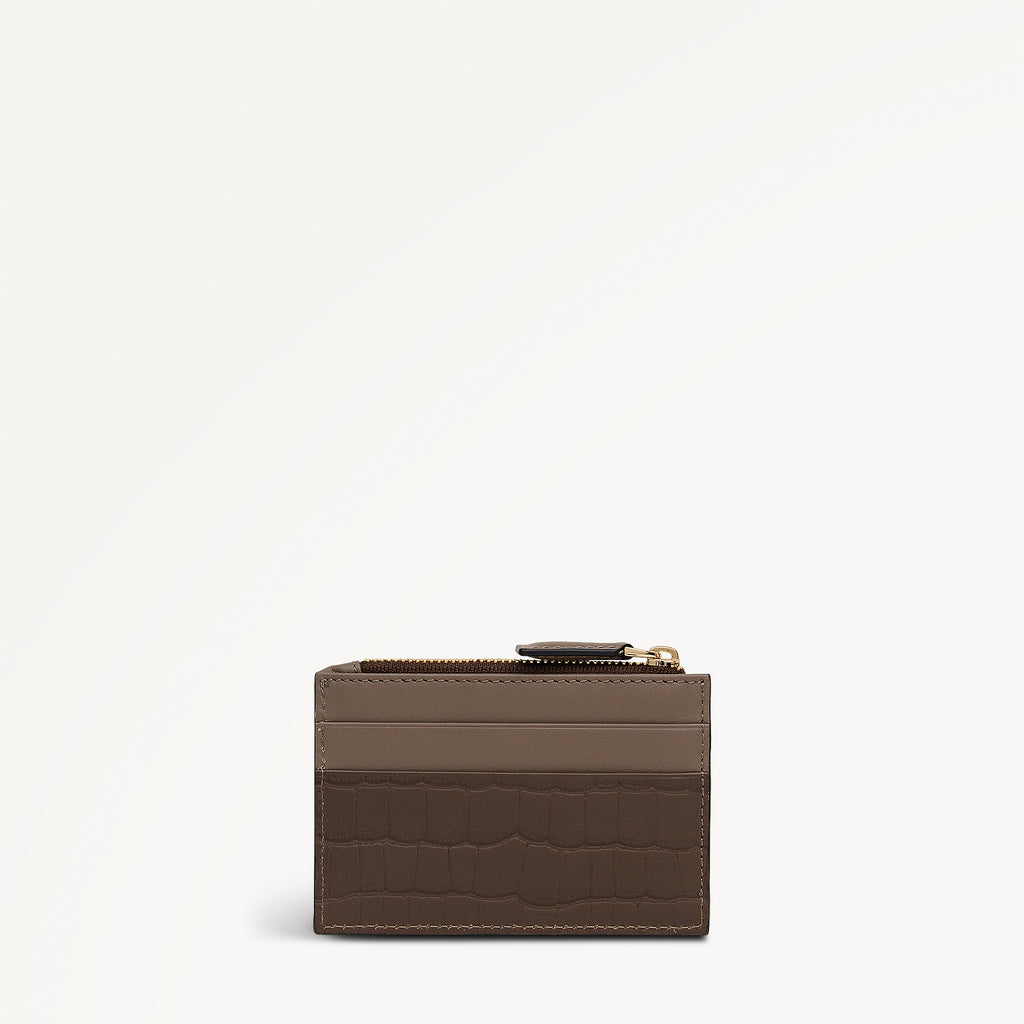 Alba Place - Faux Croc Small Zip Card & Coin Holder Coffee - 113420