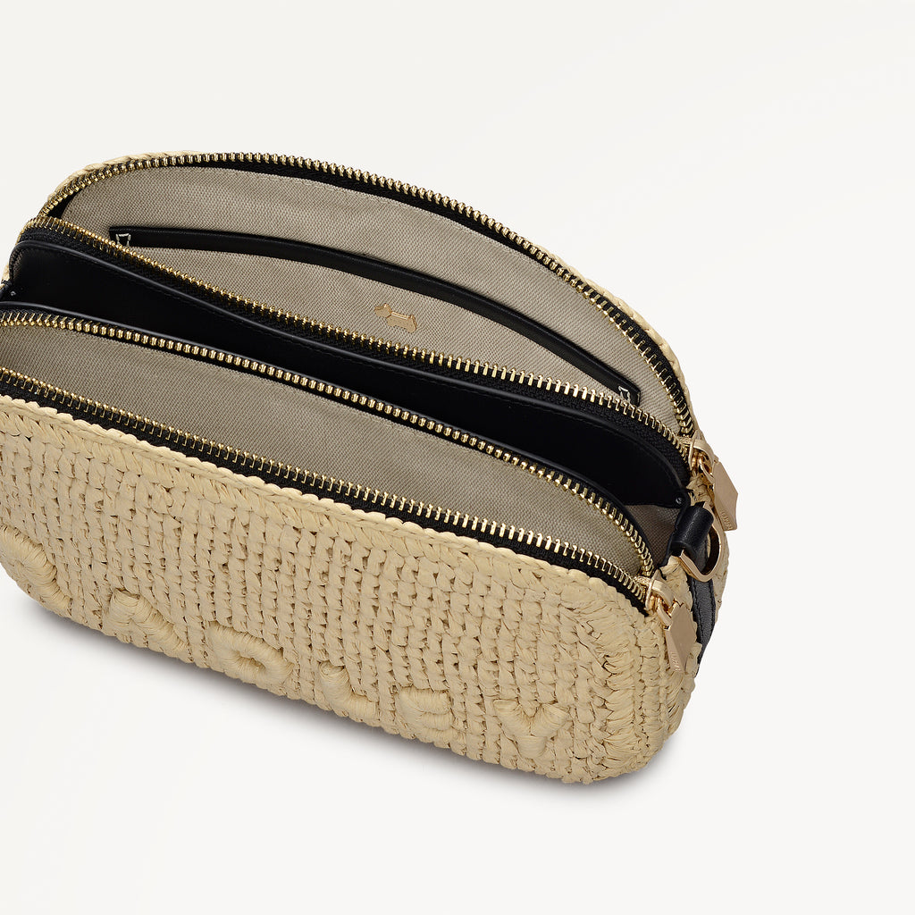 Dukes Place - Raffia Medium Ziptop Cross Body Natural - 113449