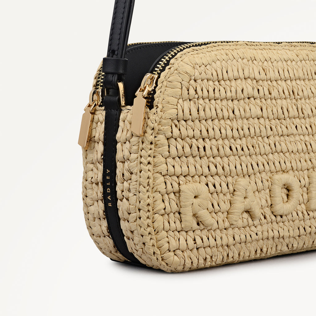 Dukes Place - Raffia Medium Ziptop Cross Body Natural - 113449