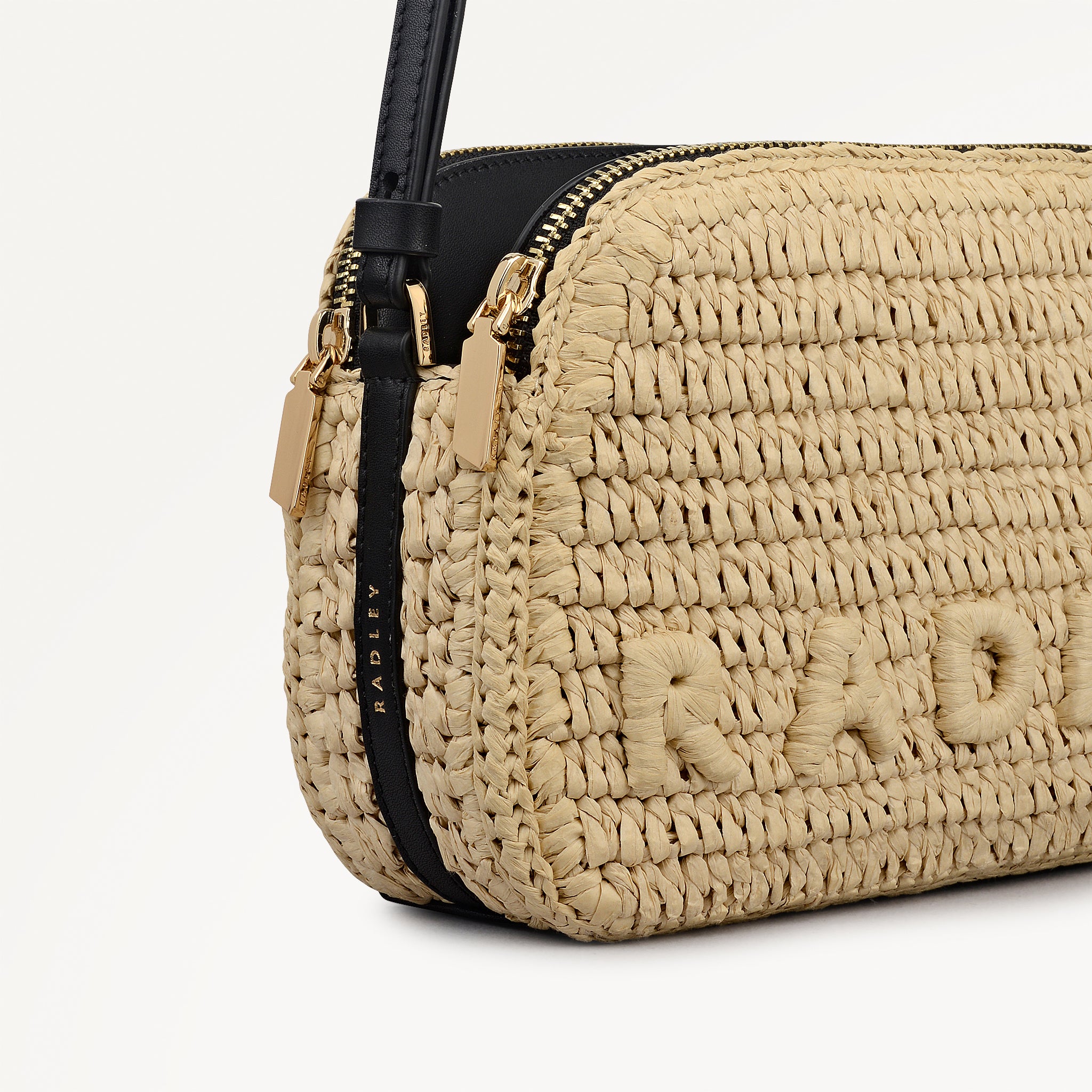 Dukes Place - Raffia Medium Ziptop Cross Body Natural - 113449