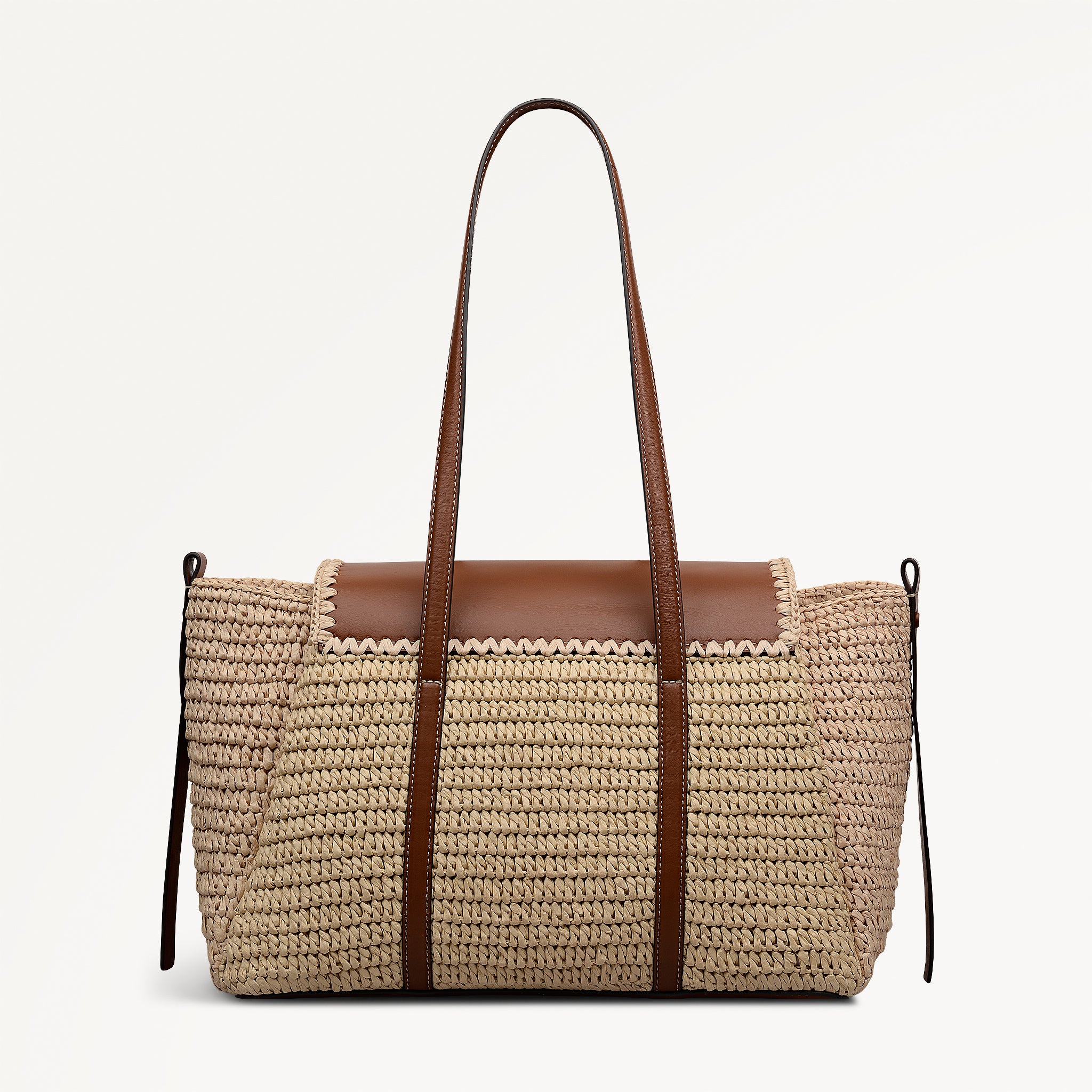 The Chancery - Raffia Medium Flapover Shoulder Natural - 113456