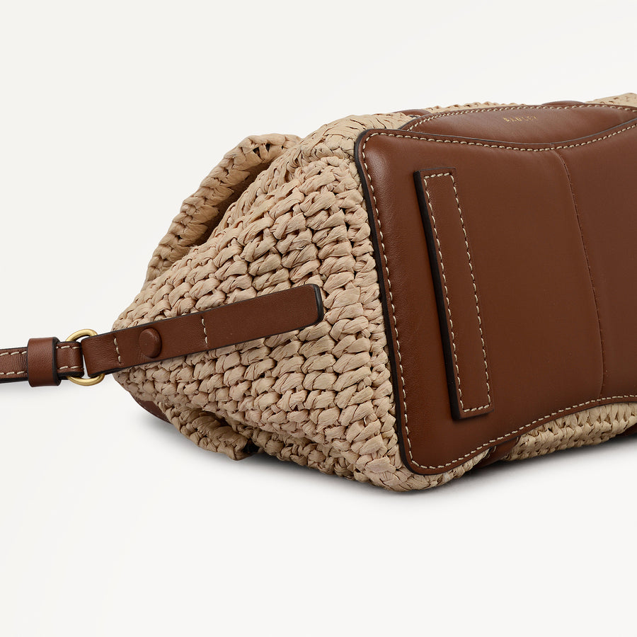 The Chancery - Raffia Small Flapover Grab Natural - 113457