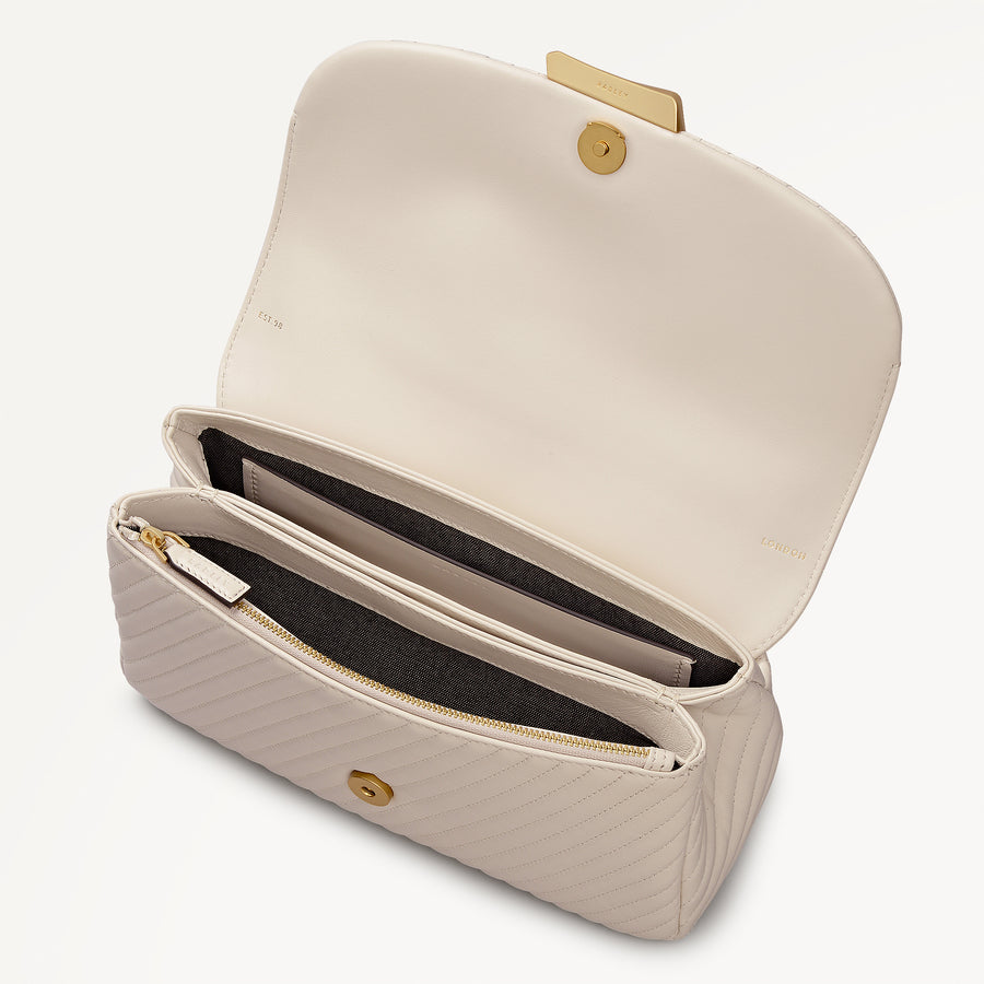 The Belsize - Quilt Medium Flapover Cross Body Salt - 113473