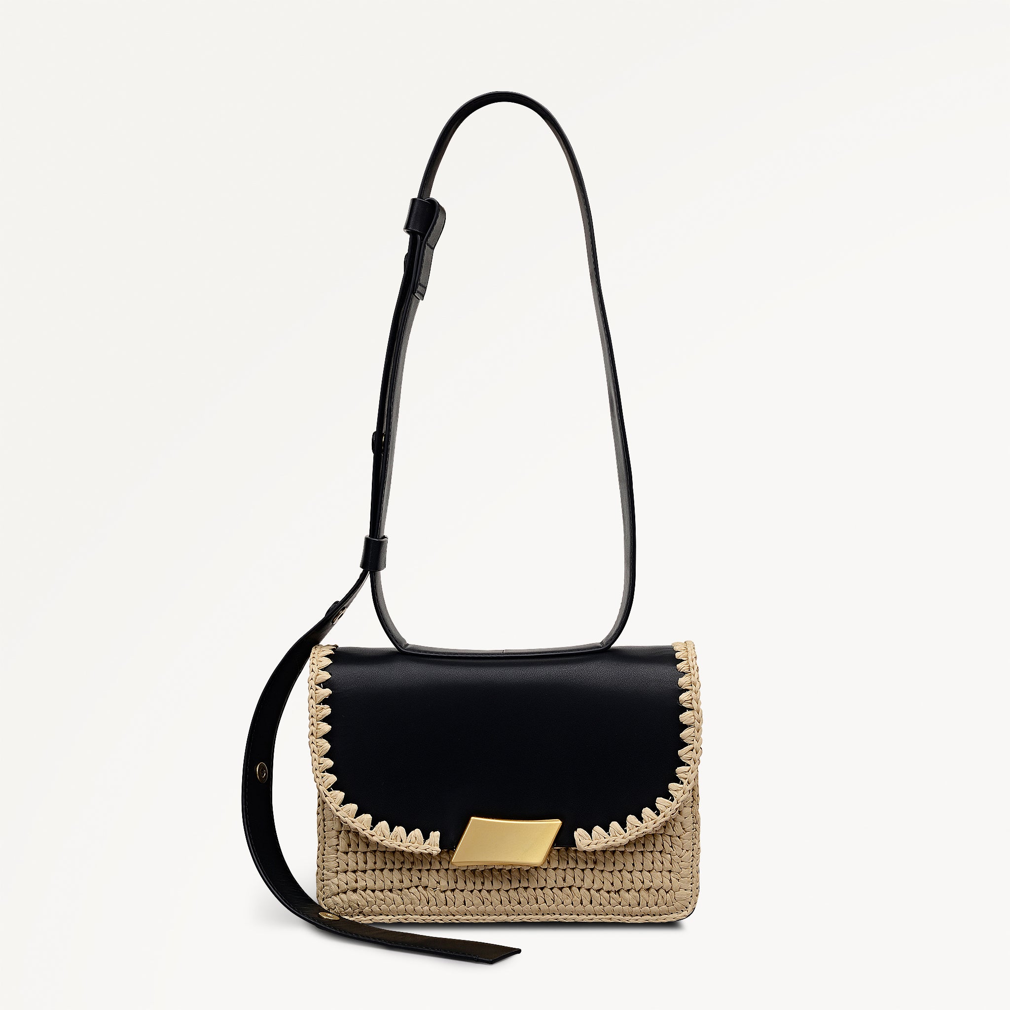 The Belsize - Raffia Small Flapover Cross Body Natural - 113482