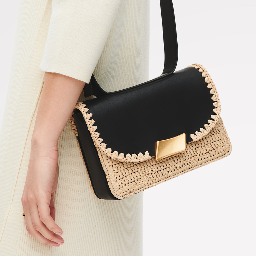 The Belsize - Raffia Small Flapover Cross Body Natural - 113482