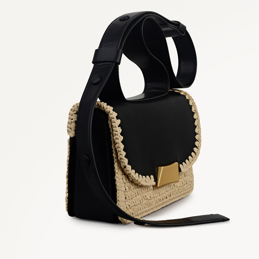 The Belsize - Raffia Small Flapover Cross Body Natural - 113482