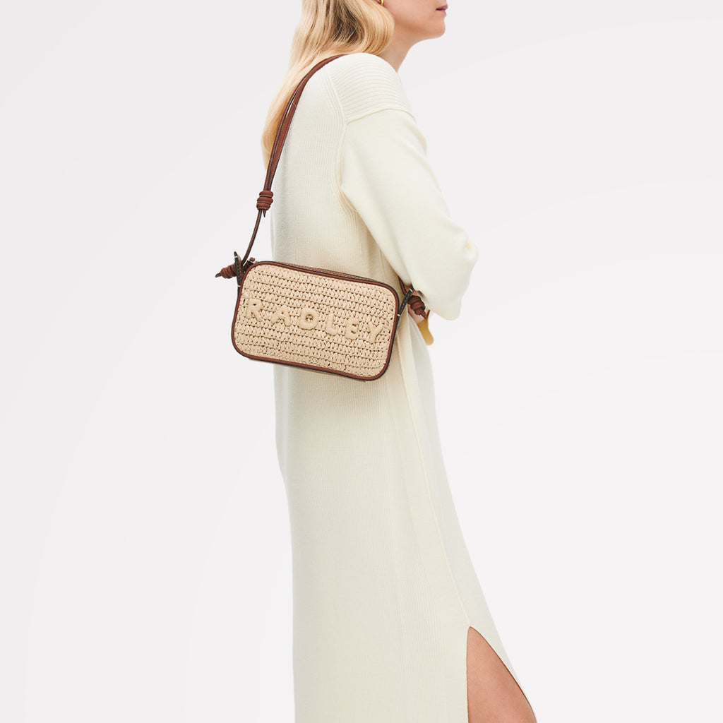 The Camden - Raffia Small Ziptop Shoulder Natural - 113486