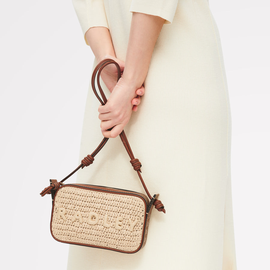 The Camden - Raffia Small Ziptop Shoulder Natural - 113486