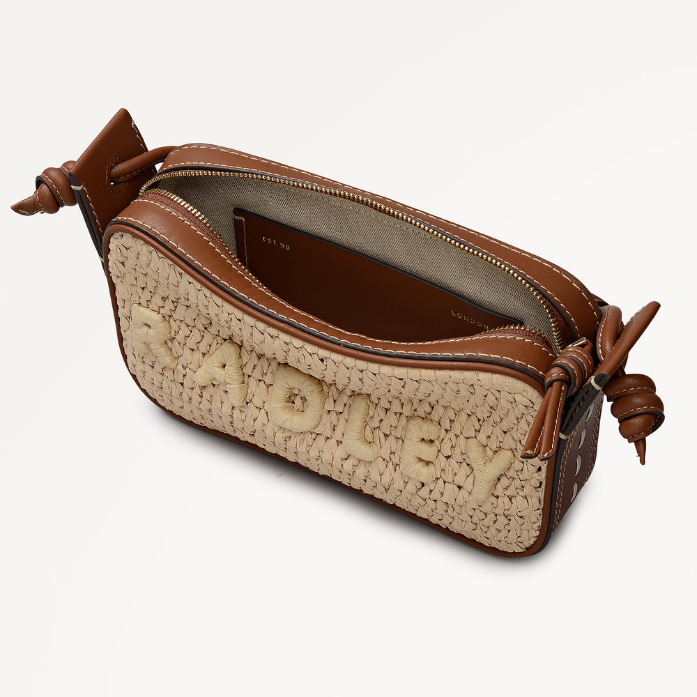 The Camden - Raffia Small Ziptop Shoulder Natural - 113486