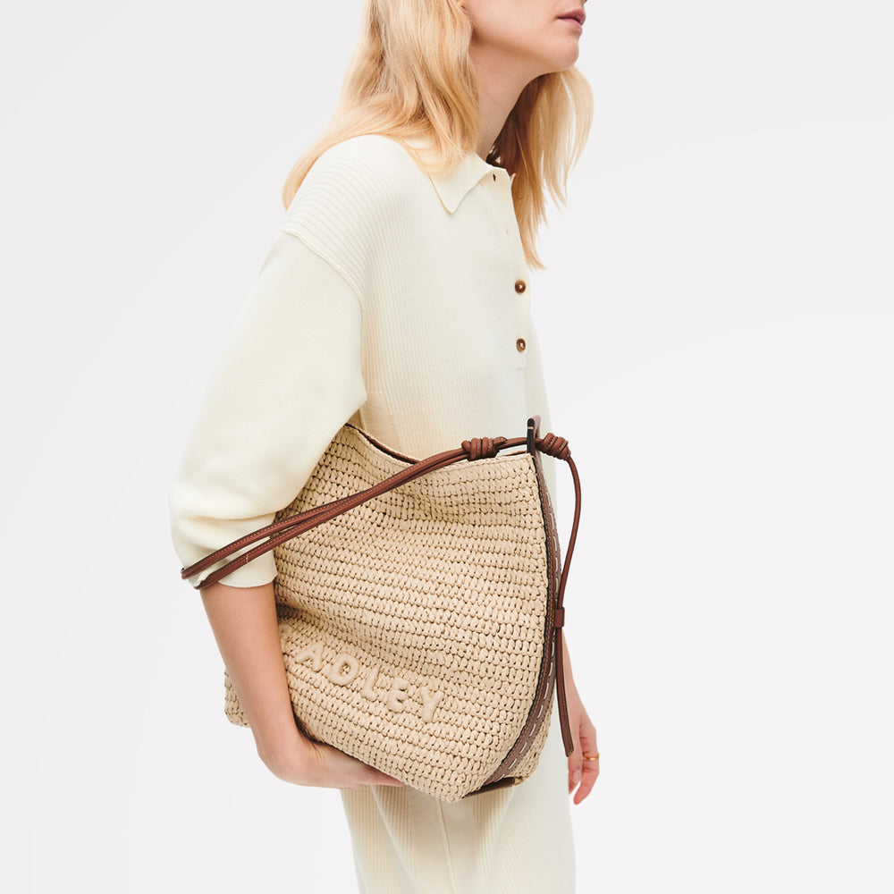 The Camden - Raffia Medium Open Top Shoulder Natural - 113487