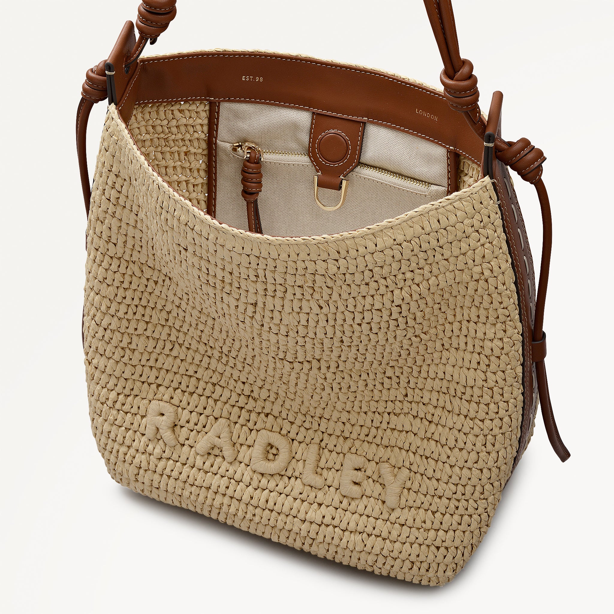 The Camden - Raffia Medium Open Top Shoulder Natural - 113487