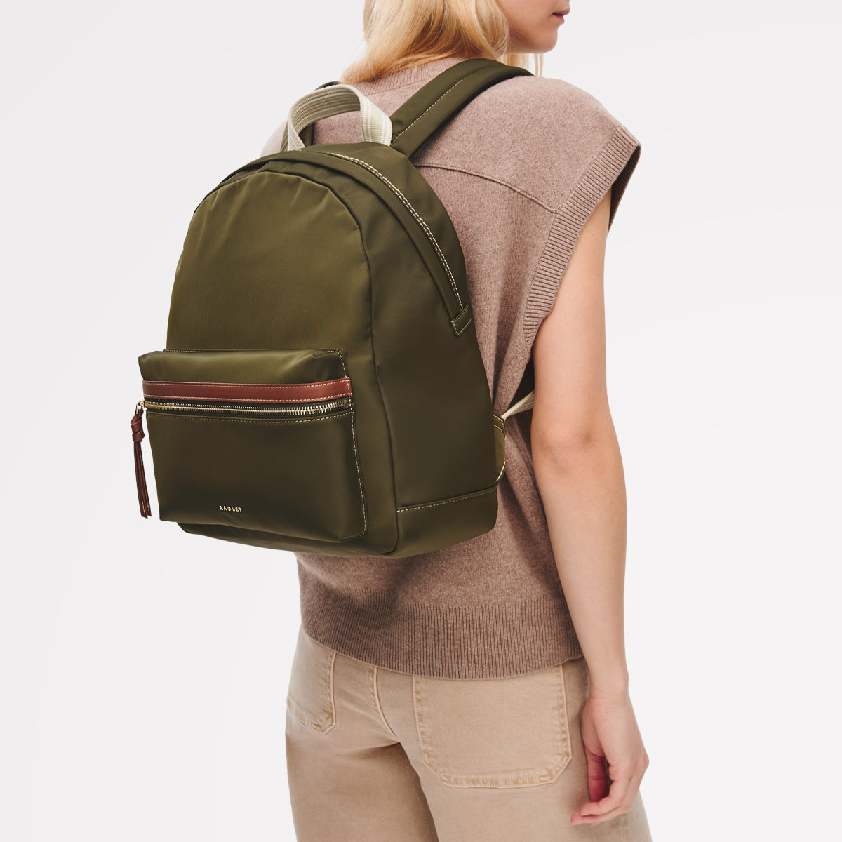 Olive Green Medium Ziptop Backpack | Halley Row SS26 | Radley London