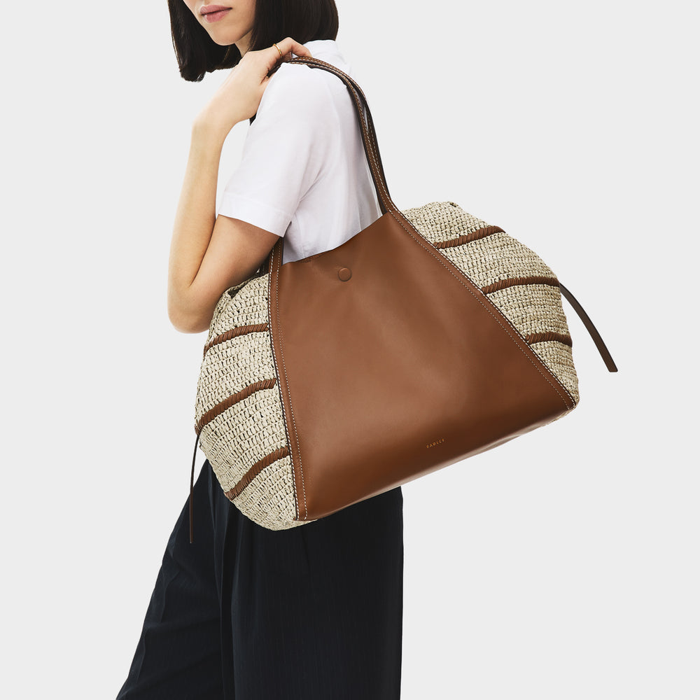 The Delphine - Raffia Extra Large Open Top Tote Natural - 113517