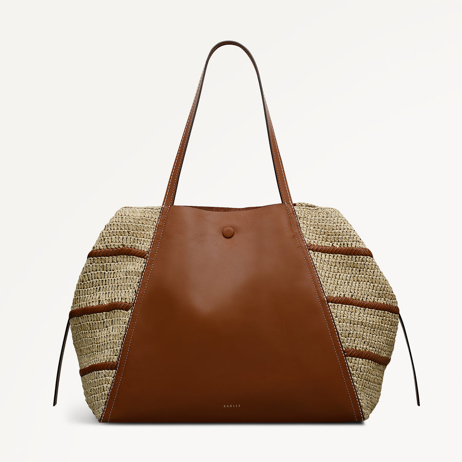 The Delphine - Raffia Extra Large Open Top Tote Natural - 113517