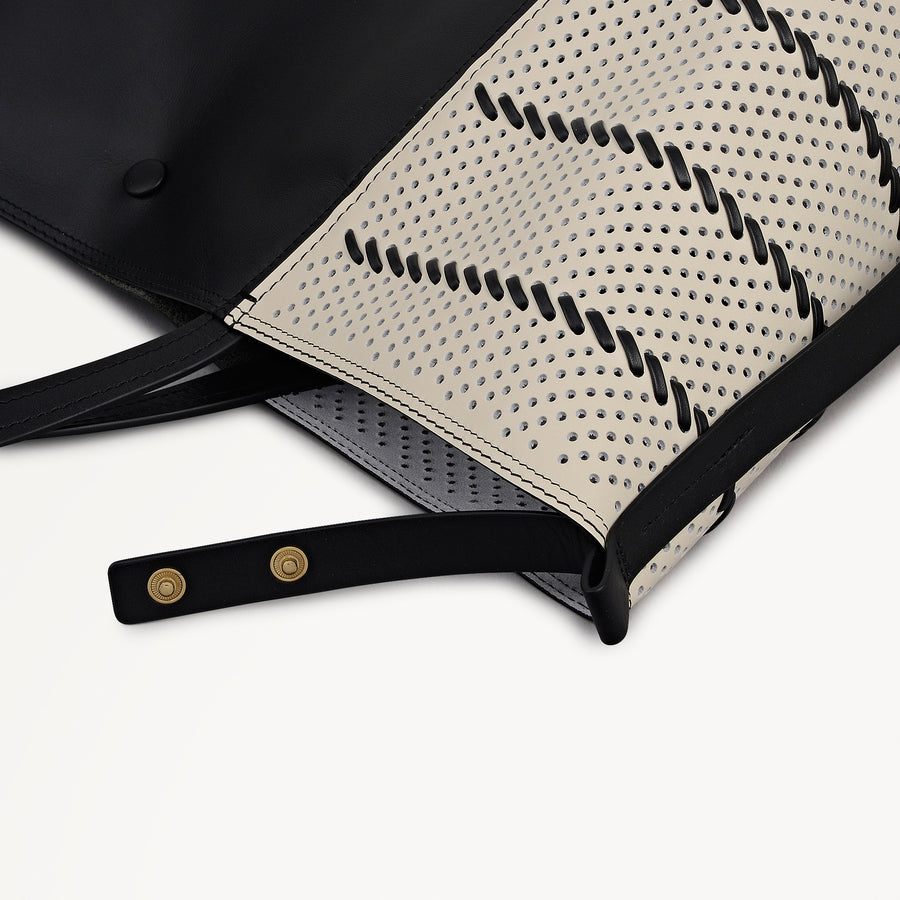 The Delphine - Perforated Extra Large Open Top Tote Black - 113518
