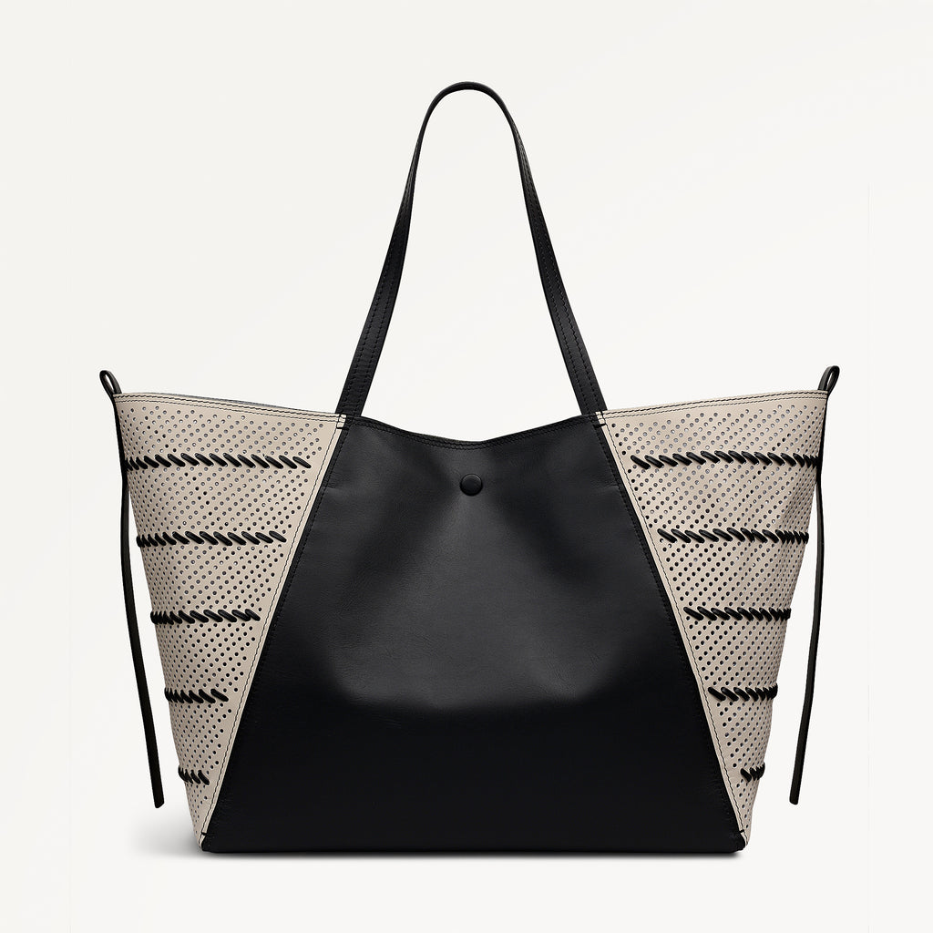 The Delphine - Perforated Extra Large Open Top Tote Black - 113518