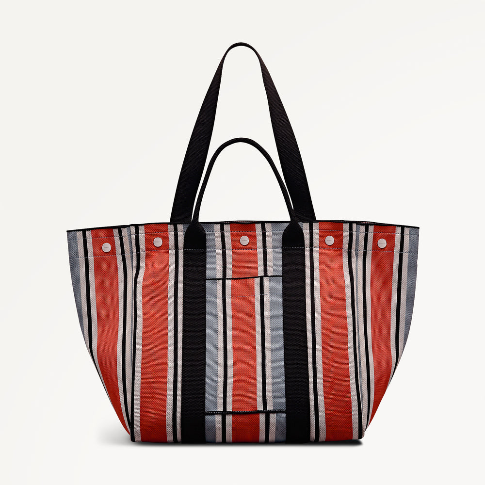 Hadleigh Place - Cabana Stripe Large Open Top Tote Steel - 113519