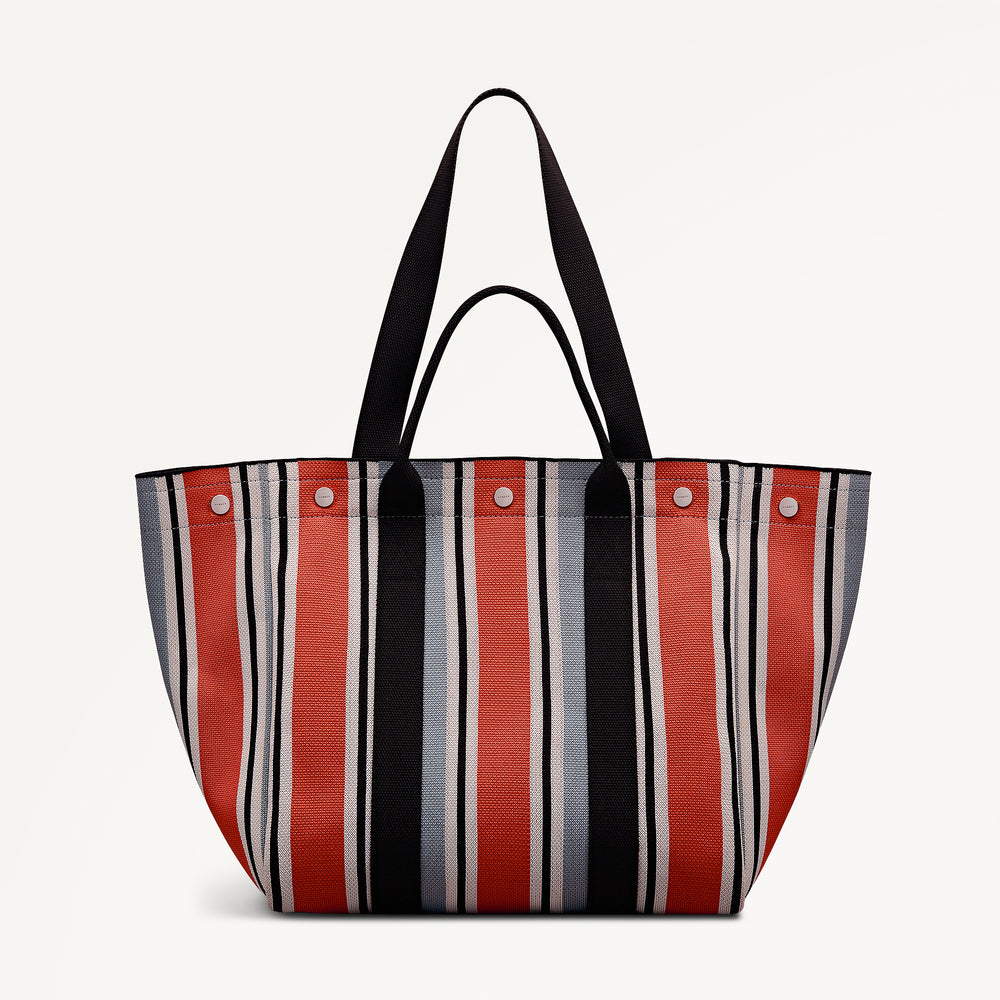Hadleigh Place - Cabana Stripe Large Open Top Tote Steel - 113519
