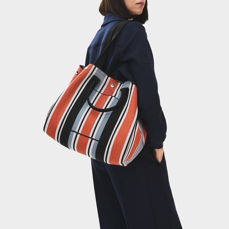 Hadleigh Place - Cabana Stripe Large Open Top Tote Steel - 113519