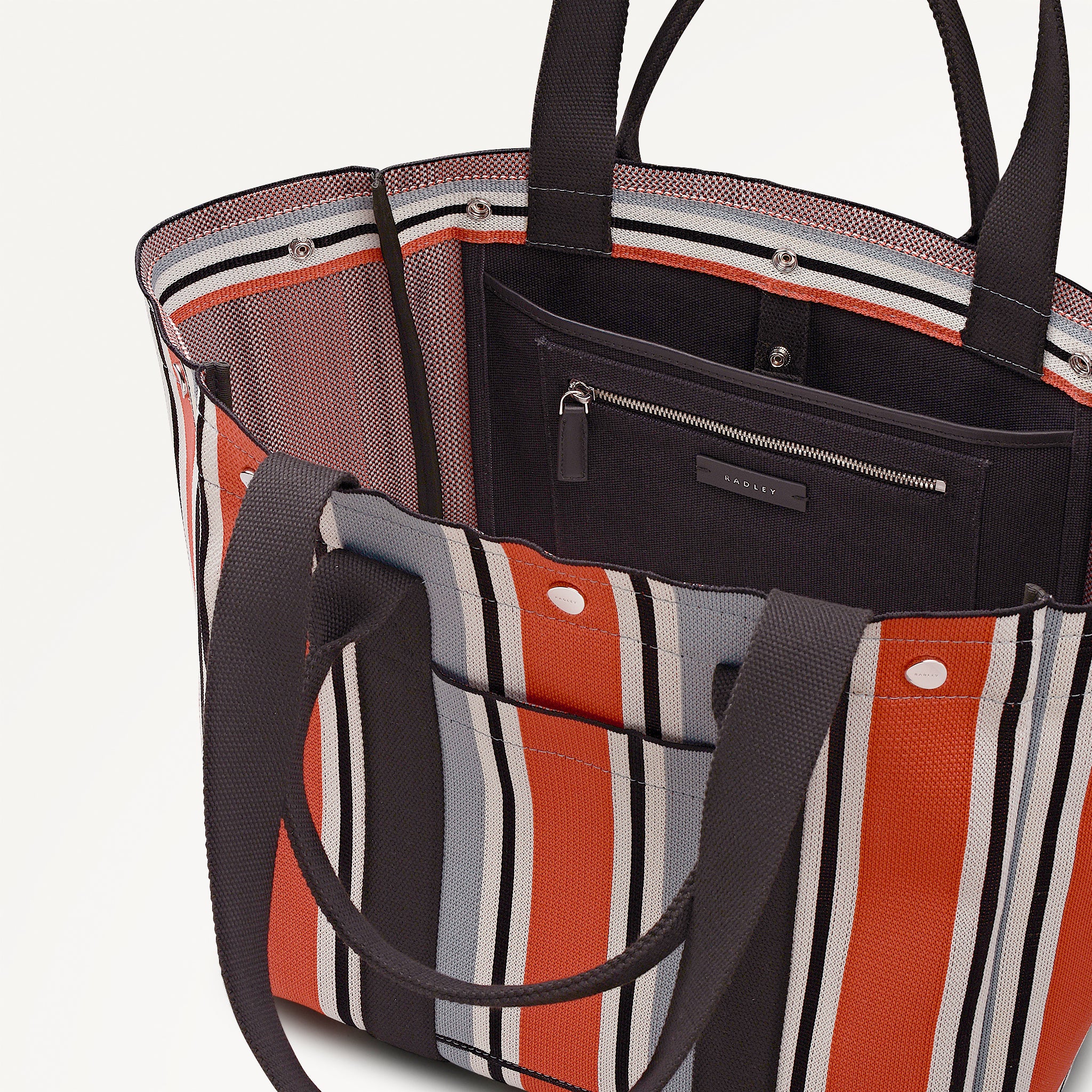 Hadleigh Place - Cabana Stripe Large Open Top Tote Steel - 113519