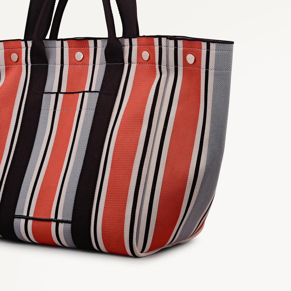 Hadleigh Place - Cabana Stripe Large Open Top Tote Steel - 113519