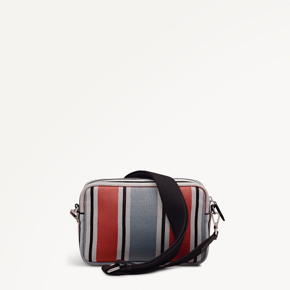 Hadleigh Place - Cabana Stripe Small Ziptop Cross Body Steel - 113520