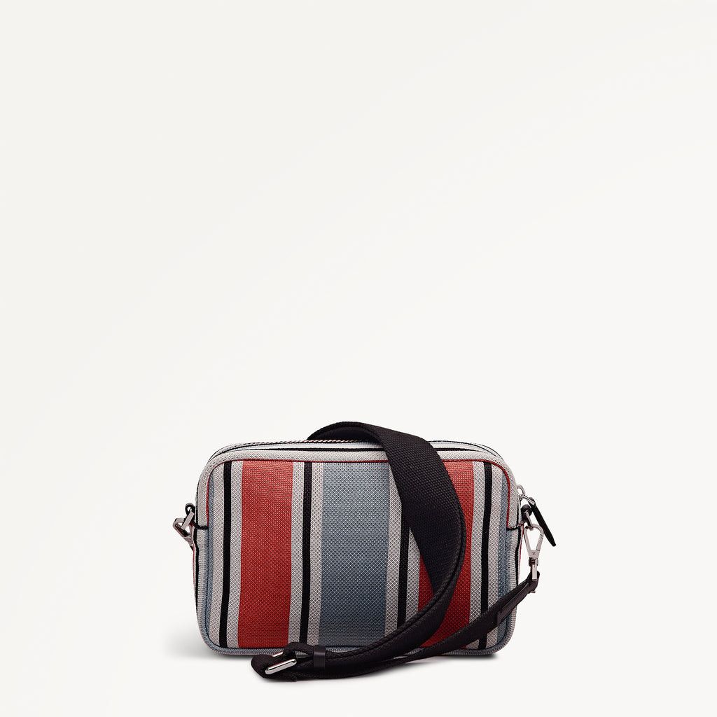 Hadleigh Place - Cabana Stripe Small Ziptop Cross Body Steel - 113520