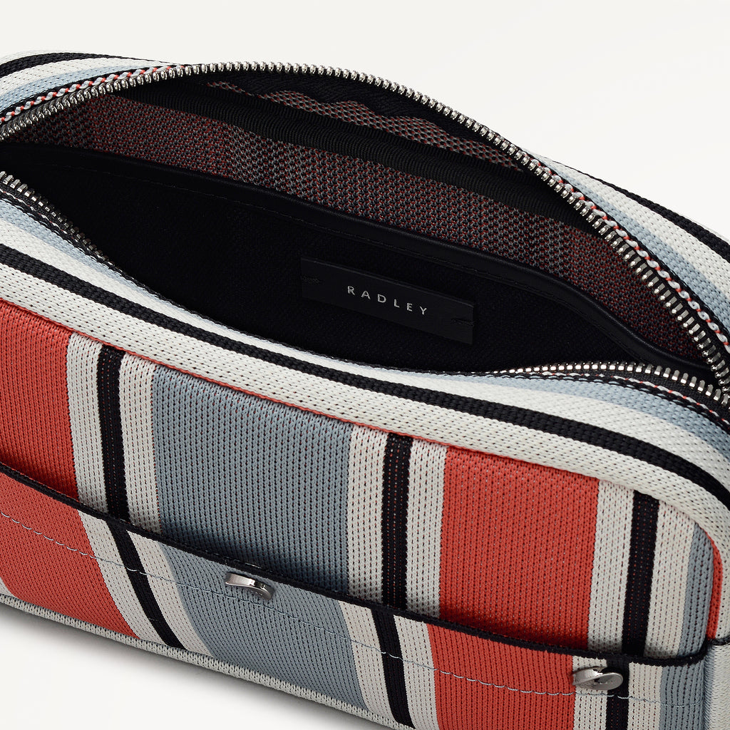 Hadleigh Place - Cabana Stripe Small Ziptop Cross Body Steel - 113520